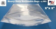 2x 2 Clear 4 Mil Plastic Zip Seal Bag Reclosable Top Lock 4mil Small Baggie