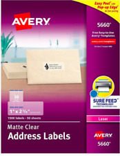 Avery 1 X 2-58 Easy Peel Laser Address Label 300 Labels 10 Sheets 5660