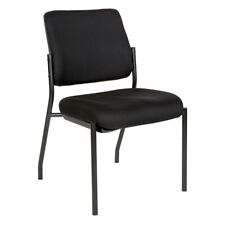 Stackable Armless Visitor Chair Black Fabric Padded Seat And Back