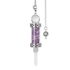 Wishing Bottle Pendulum Amethyst Crystal Quartz Stone Pendant Dowsing Divination