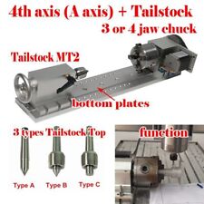 4th A 4 Rotary Axis Mt2 Tailstock Stepper Motor Cnc Indexing Head 3 4 Jaws 80mm