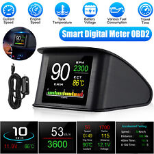 Car Digital Obd2 Hud Speedometer Head Up Display Lcd Screen Rpm Alarm Universal