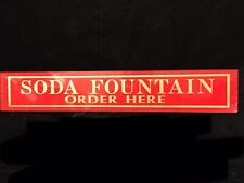 Vintage Soda Fountain Sign Reverse Painted Glass Gold Foil 23.5 X 4