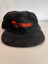 Vintage 1980s Trane Hvac Black Corduroy Usa Snapback Hat