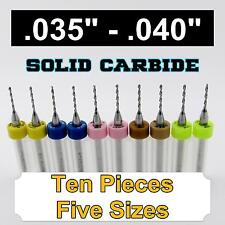 Ten Pieces Five Sizes .035 .036 .037 .038 .040 - Solid Carbide Drills S6