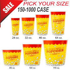 150 To 1000 Caseround Paper Watch Movie Theater Concession Yellow Popcorn Cups
