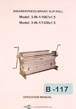 Birmingham 3 11067x1.5 11320x1.5 Shearer Press Brake Slip Roll Manual