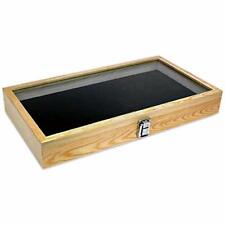 Mooca Wooden Jewelry Display Case With Tempered Glass Top Lid