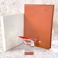 Authentic Omega Note Pad Leather Ballpoint Pen Set Vip Gift With Box