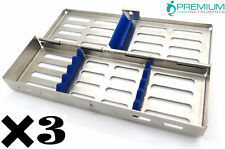 3 Dental Sterilization Cassette Autoclave Tray Rack Of 7 Instruments