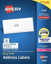 10 New Boxes Of 3000 30000 Totalavery 5160 Address Shipping Labels 1x 2 58