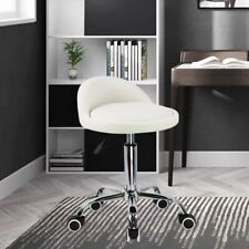 Kktoner White Rolling Stool With Low Backrest Desk Chair Home Office Stool