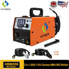 Hitbox 2 In 1 200amp Mig Welder 110v Gasless Flux Core Arcmma Welding Machine