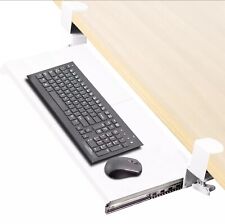 New Vivo White Extra Sturdy Clamp-on Computer Keyboard Mouse Under Desk Tray