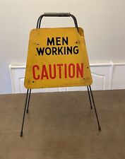 Vintage Caution Men Working Yellow Free Standing Double Sided Walton-march Sign
