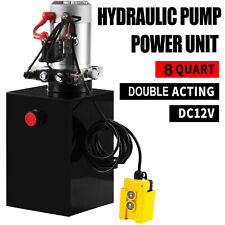 8 Quart Double Acting Hydraulic Pump Dump Trailer Dc 12v Unit Pack Power Unit