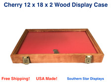 Cherry Wood Display Case 12 X 18 X 2 For Arrowheads Knifes Collectibles More