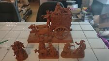 Rare Vintage Grasso Terracotta Figures Sculptures Made In Italy Hay Wagon 13 