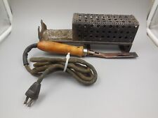 Antique Electric Soldering Iron With Cooling Safety Stand Cloth Cord Working