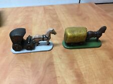 Vintage Byron Molds Handpainted Horse Pulling Hay Wagon Ceramic Lot Of 2 1986 87