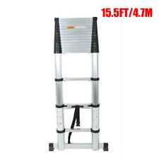 15.5ft 4.7m Aluminum Telescopic Ladder Heavy Duty Folding Extension Step