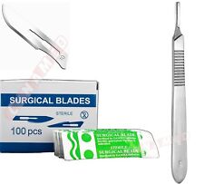 100 Surgery Scalpel Blades 10 With 3 Metal Handle Suitable For Dermaplaning