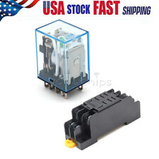 Dc12v Dc Coil Power Relay Ly2nj Dpdt 8 Pin Hh62p Jqx-13f With Socket Base Usa