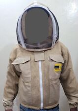 Professionals 3 Layers Ventilated Beige Beekeeping Jacket- Fencing Veil Xs-4xl