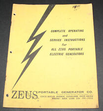 Zeus Portable Electric Generator Operating And Service Instructions