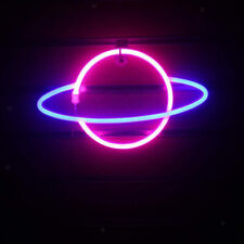 Planet Neon Sign Planet Neon Night Light Led Wall Art Light Bluepink Lamp Decor