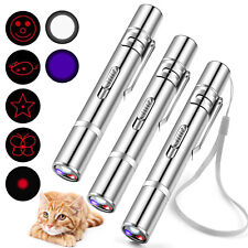 1-3 Pcs Laser Pointer Pen Cat Toy Usb Rechargeable Red Uv Flashlight Pet Chaser