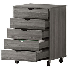 5-drawer Mobile Rolling File Cabinet Wood Dresser Storage Cabinet Home Office