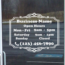 Custom Store Shop Name Business Open Hours Vinyl Decal Outside Sign Window Door