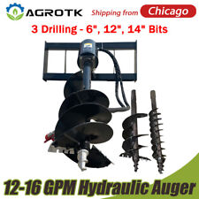 Skid Steer Hydraulic Auger Attachment Post Hole Digger 6 12 14 Drilling