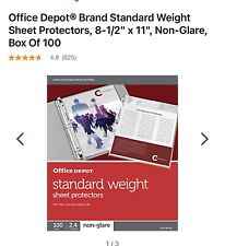 Office Depot Top-loading Sheet Protectors Standard Weight Non-glare Box Of...