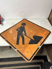 Old Vintage Graphic Man Shoveling Road Work Ahead Highway Street Sign 30