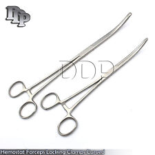 New 2pc Set 8 10 Curved Hemostat Forceps Locking Clamps Stainless Steel