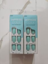 New 2 - Kiss Impress Color 008 Mint To Be Press On Faux Short Nails 83747