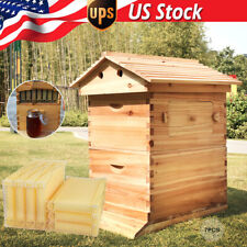 Wooden Beekeeping Beehive House Box7pc Auto Flowing Frames Bee Hive Starter Kit