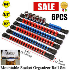 6pack Socket Organizer Mountable Sliding Holder Rail Rack Storage 12 38 14