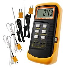 Digital 2 Channels K-type Thermometer W 4 Thermocouples Wired Stainless S...