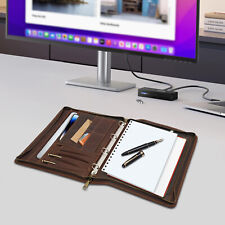 Padfolio Business Leather Portfolio Zippered Notebook Binder Organizer Office