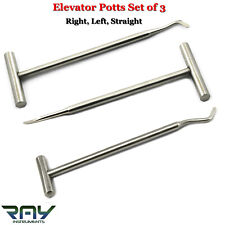Dental Potts Elevator Tooth Extraction Surgical Surgery Instruments Set Of 3