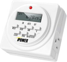 Ipower Heavy Duty Digital Programmable Electric Timer Indoor Dual Outlet Switch