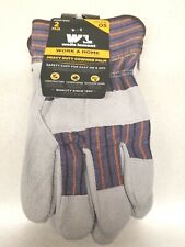 2 Pair Wells Lamont Work Home Heavy Duty Cowhide Palm Work Gloves - One Size