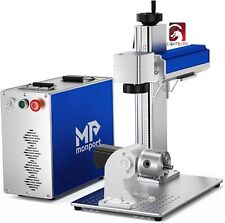 Monport 30w Fiber Laser Engraver With Rotary Axis Lightburn 360 Laser Marking