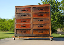 Antique Apothecary Wood Drawer Cabinet Industrial Loft Map File Cabinet Vintage