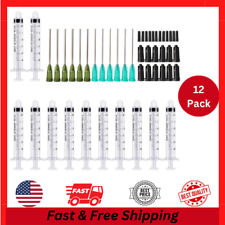 12 Pack Syringe With Blunt Tip Needles Caps For Glue Applicatoroil Dispensing