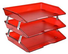 Acrimet Facility 3 Tiers Triple Letter Tray Clear Red Color