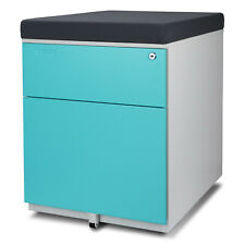 Aurora Fc-s102bl Soho Design 2-drawer Metal Seat Cushion File Cabinet Bluegray